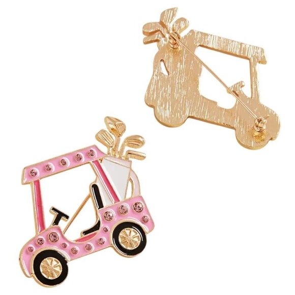 2/$30 Golf Cart Rhinestone Brooches & 18th Hole Earrings Set - Picture 7 of 8